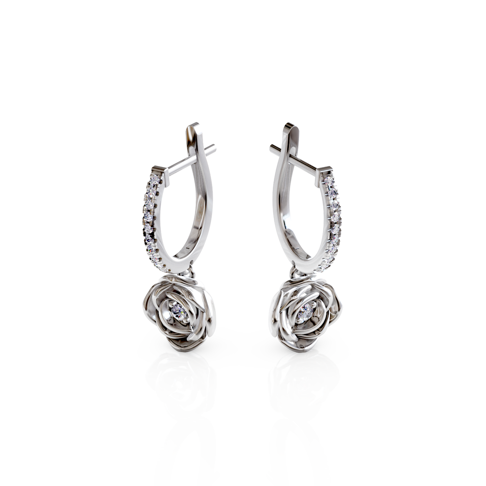 rose drop hoop earrings