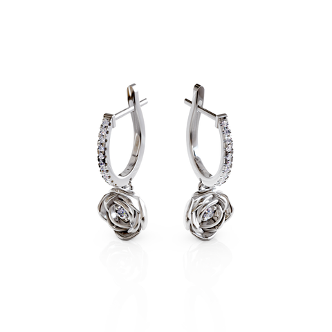 rose drop hoop earrings