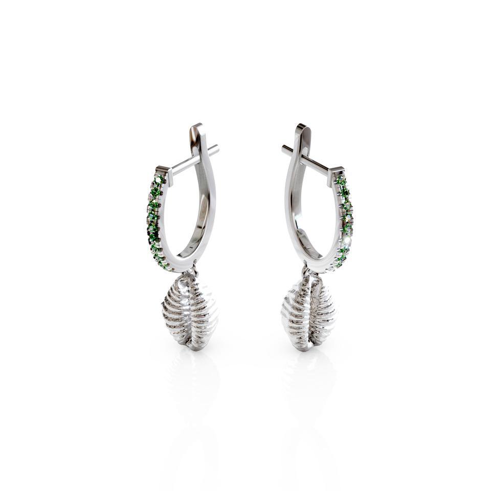 cowrie shell hoop earrings