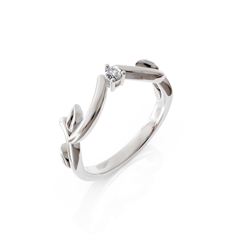 leaf-motif engagement ring