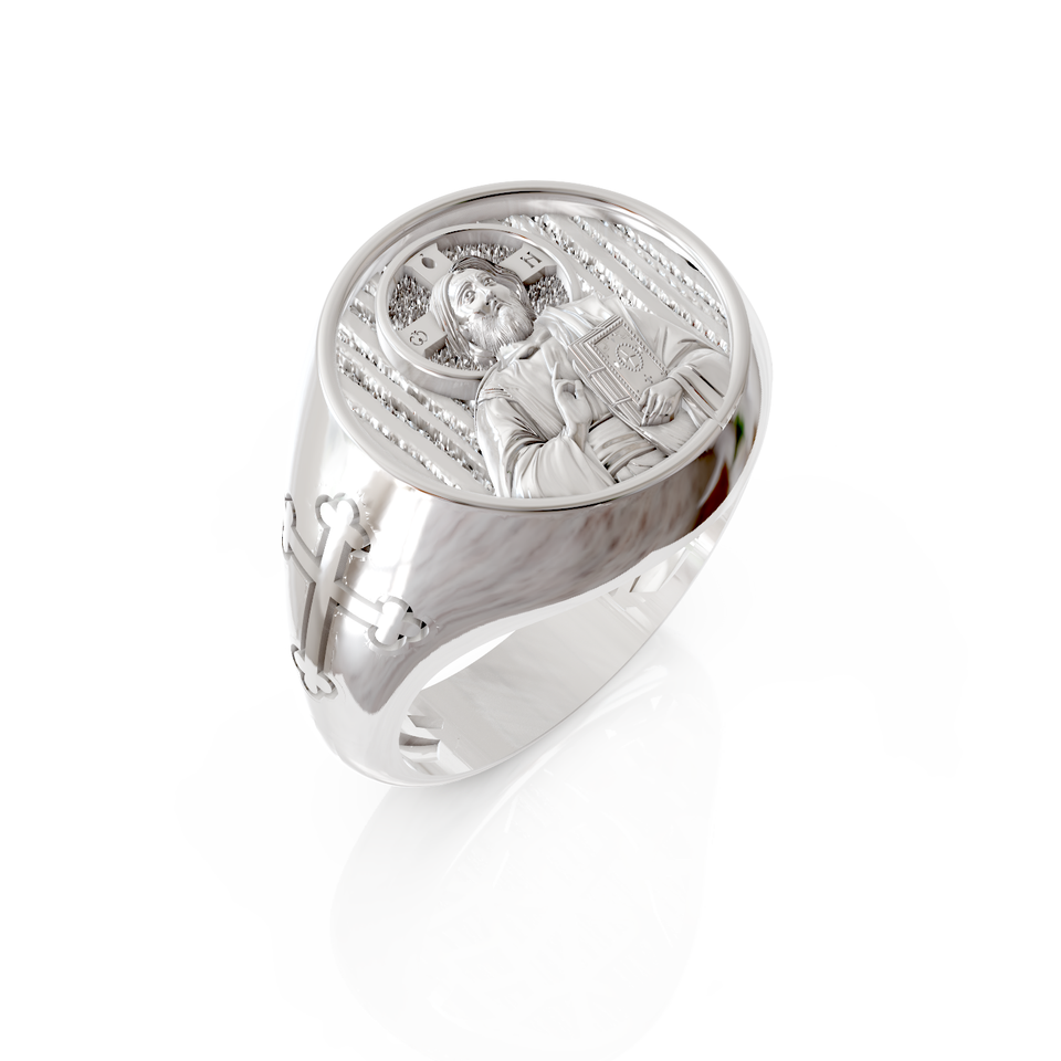 saint christ signet ring